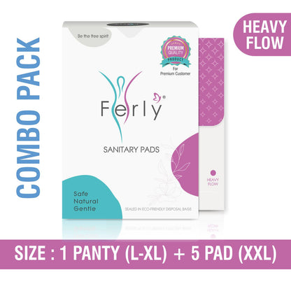 Period Care Combo – 1 Panty (L-XL) + 5 XXL Pads | Heavy Flow