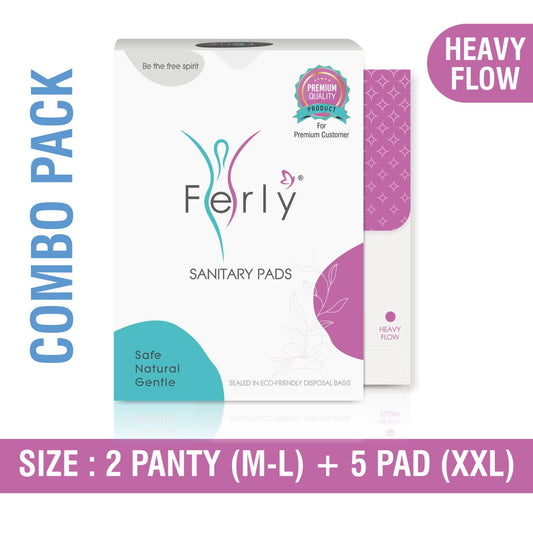 Period Care Combo – 2 Panties (M-L) + 5 XXL Pads | Heavy Flow