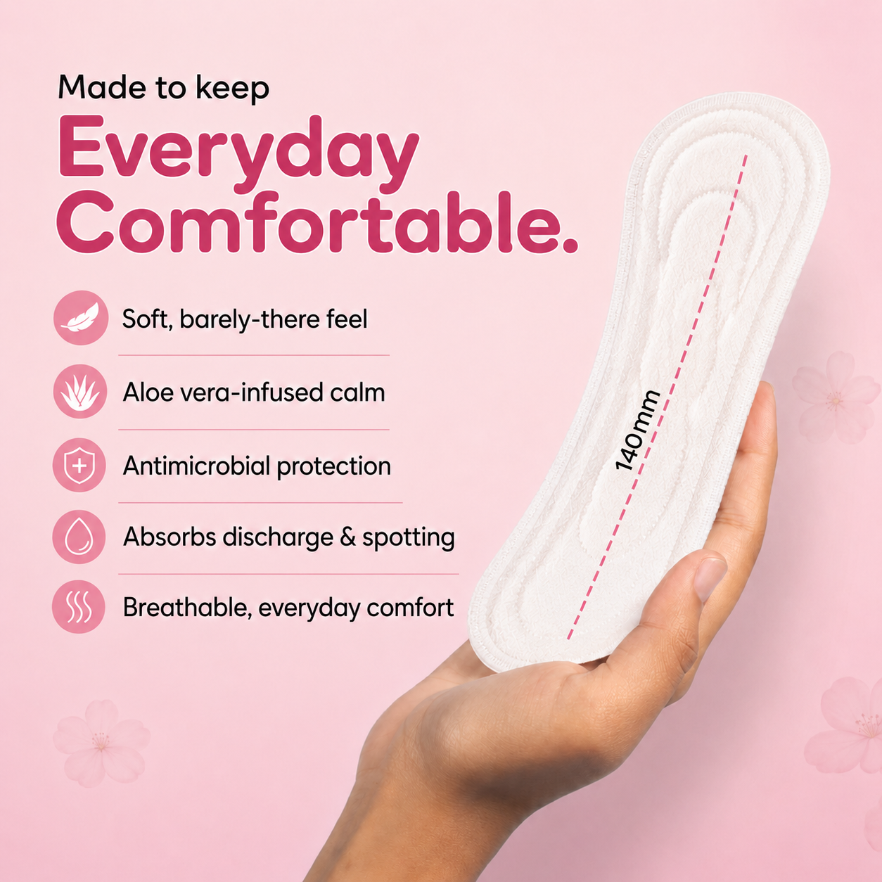 Disposable Daily Pantyliners for Everyday Freshness & Light Protection – Pack of 45