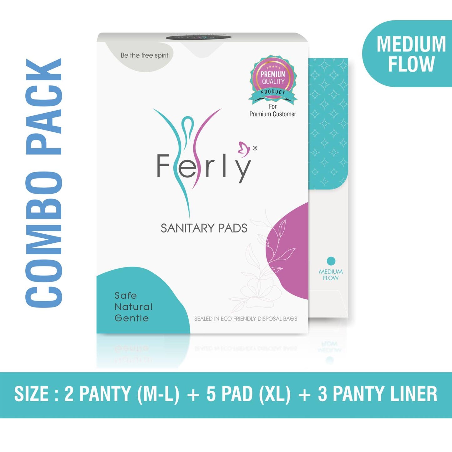 Period Care Combo – 2 Panties (M-L) + 5 XL Pads + 3 Panty Liners