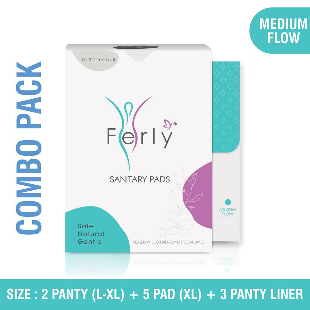 Period Care Combo – 2 Panties (L-XL) + 5 XL Pads + 3 Panty Liners