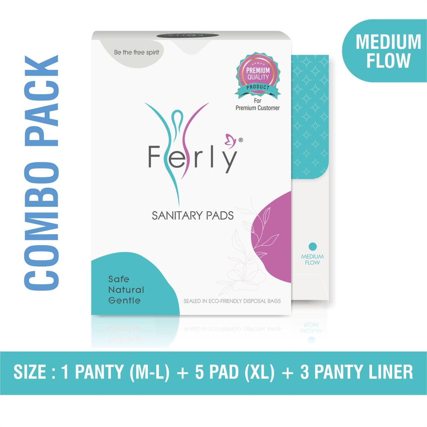 Period Care Combo – 1 Panty (M-L) + 5 XL Pads + 3 Panty Liners