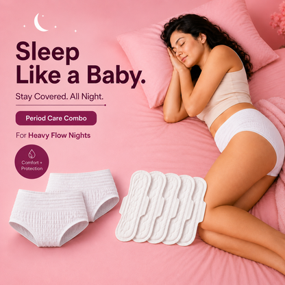 Period Care Combo – 1 Panty (M-L) + 5 XL Pads | Medium Flow