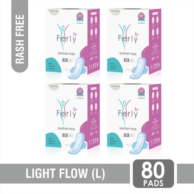 ====Ferly Sanitary Pads 20-extra comfort combo pack of 80 pads sanitary pad (pack of 4)