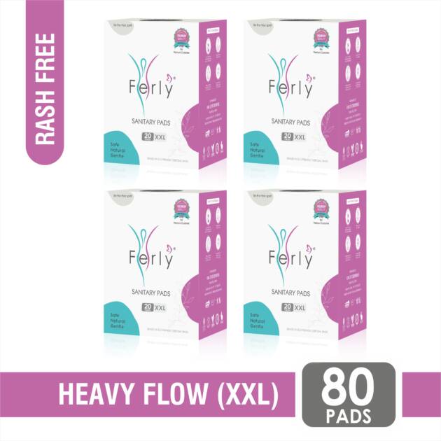 Extra Comfort Sanitary Pads Combo – Heavy Flow, Pack of 4 (80 Pads Total)