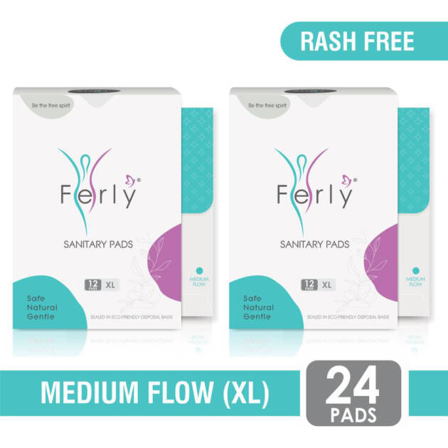 Ferly Sanitary Pads ultra hygiene+comfort XL, for heavy flow 24 pads sanitary pad (pack of 24)