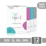 Ultra-comfort sanitary pads for heavy flow with L, XL, and XXL sizes, pack of 12