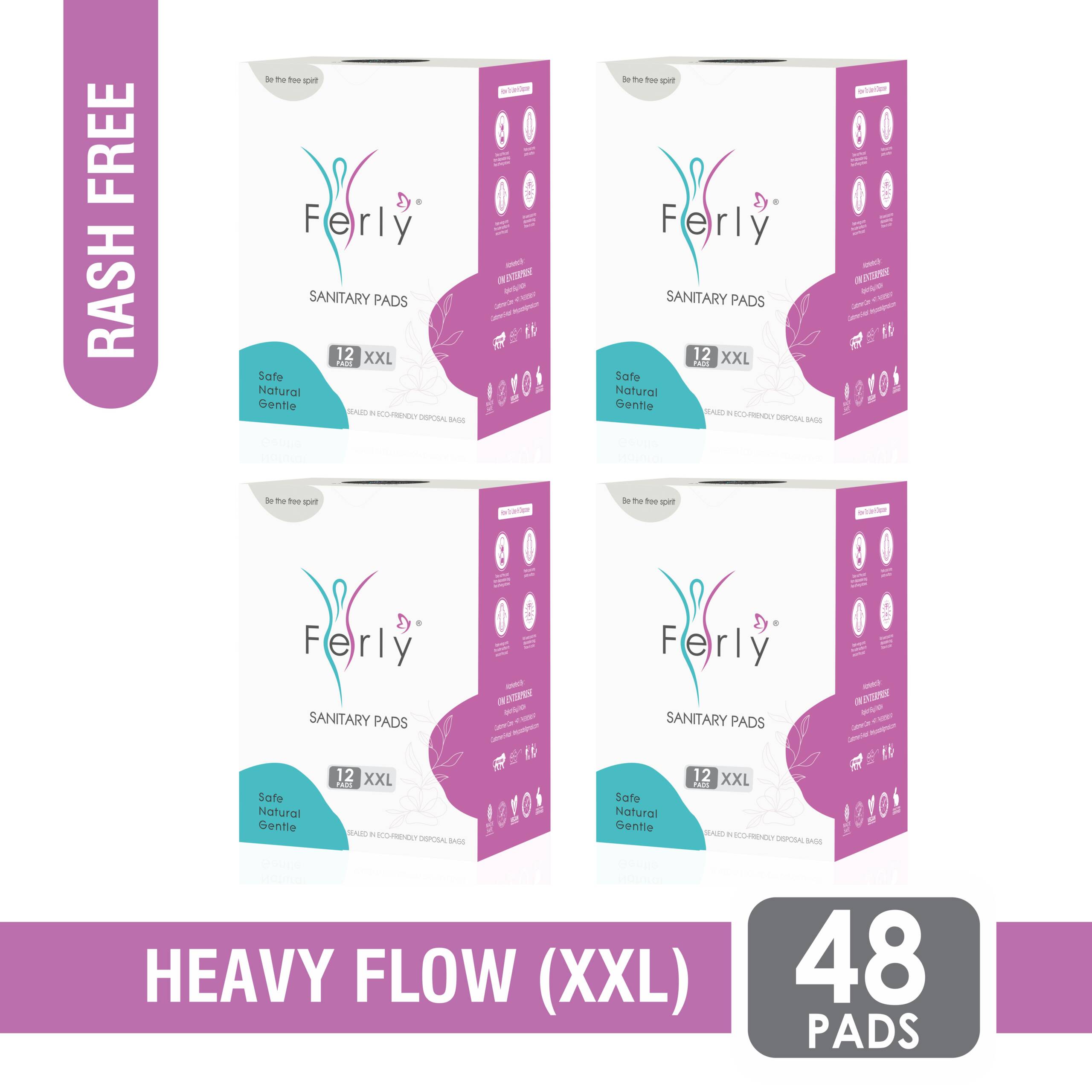 Ultra-comfort XXL sanitary pads for heavy flow, pack of 48